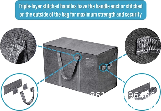 Extra Large Moving Storage Bags with Zippers, Foldable Heavy-Duty Tote for Space Saving, Alternative to Moving Boxes,