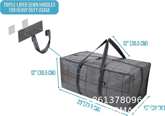 Extra Large Moving Storage Bags with Zippers, Foldable Heavy-Duty Tote for Space Saving, Alternative to Moving Boxes,