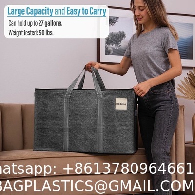 Extra Large Moving Storage Bags with Zippers, Foldable Heavy-Duty Tote for Space Saving, Alternative to Moving Boxes,