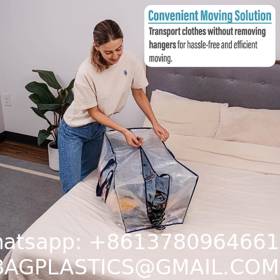 Transparent Moving Storage Bags with Zippers, Foldable Heavy-Duty Tote for Space Saving, Alternative to Moving Boxes