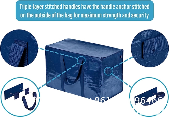 Moving Storage Bags with Zippers, Foldable Heavy-Duty Tote Space Saving, Alternative to Moving Boxes, Packing Suppli