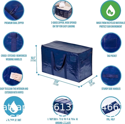 Moving Storage Bags with Zippers, Foldable Heavy-Duty Tote Space Saving, Alternative to Moving Boxes, Packing Suppli