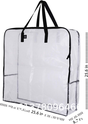 Over-Sized Clear Organizer Storage Bag Strong Handles Zippers for College, Moving Supplies, Christmas Decorations