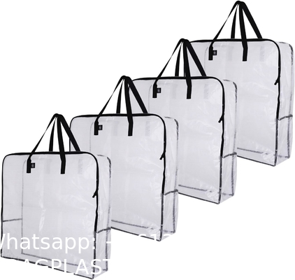 Over-Sized Clear Organizer Storage Bag Strong Handles Zippers for College, Moving Supplies, Christmas Decorations