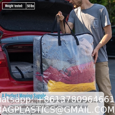 Over-Sized Clear Organizer Storage Bag Strong Handles Zippers for College, Moving Supplies, Christmas Decorations