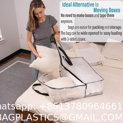 Over-Sized Clear Organizer Storage Bag Strong Handles Zippers for College, Moving Supplies, Christmas Decorations