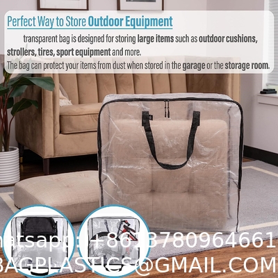 Over-Sized Clear Organizer Storage Bag Strong Handles Zippers for College, Moving Supplies, Christmas Decorations