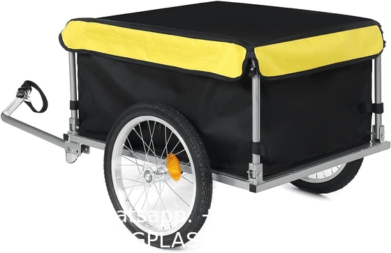 Bike Trailer Cargo Foldable Max Load, 2x16'' Inflatable Wheels, Aluminum Bicycle Cargo Trailer w/Hitch, for Lugg