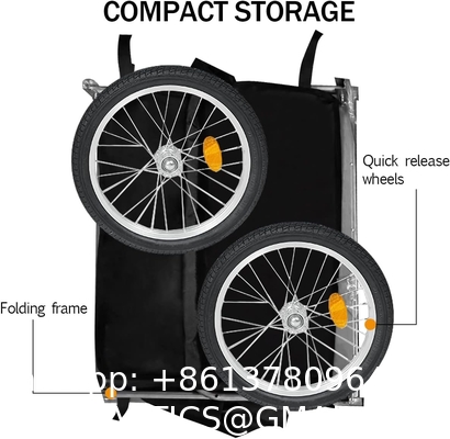 Bike Trailer Cargo Foldable Max Load, 2x16'' Inflatable Wheels, Aluminum Bicycle Cargo Trailer w/Hitch, for Lugg