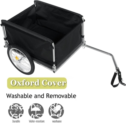 Bike Trailer Cargo Foldable Max Load, 2x16'' Inflatable Wheels, Aluminum Bicycle Cargo Trailer w/Hitch, for Lugg