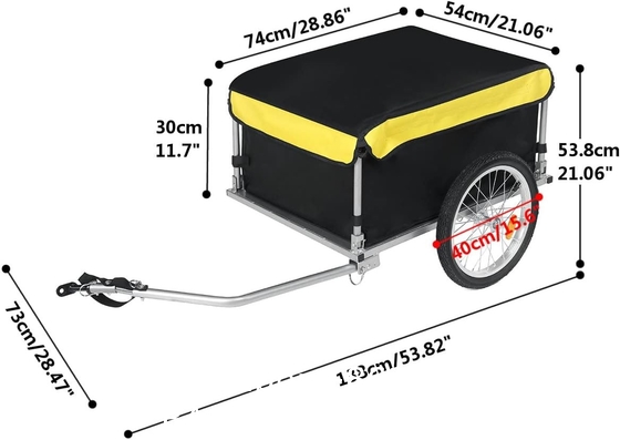 Bike Trailer Cargo Foldable Max Load, 2x16'' Inflatable Wheels, Aluminum Bicycle Cargo Trailer w/Hitch, for Lugg