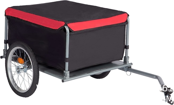 Bike Trailer Cargo Foldable Max Load, 2x16'' Inflatable Wheels, Aluminum Bicycle Cargo Trailer w/Hitch, for Lugg