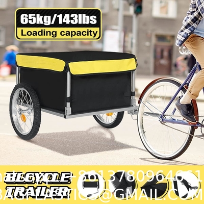 Bike Trailer Cargo Foldable Max Load, 2x16'' Inflatable Wheels, Aluminum Bicycle Cargo Trailer w/Hitch, for Lugg