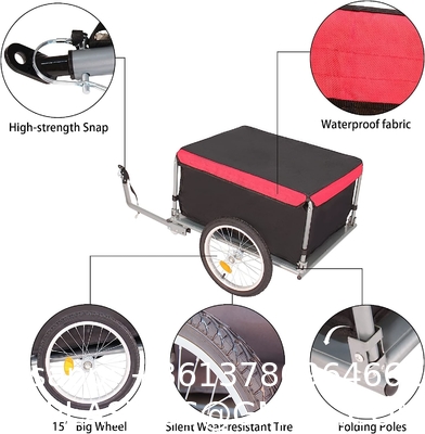 Bike Trailer Cargo Foldable Max Load, 2x16'' Inflatable Wheels, Aluminum Bicycle Cargo Trailer w/Hitch, for Lugg