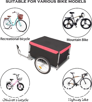 Bike Trailer Cargo Foldable Max Load, 2x16'' Inflatable Wheels, Aluminum Bicycle Cargo Trailer w/Hitch, for Lugg