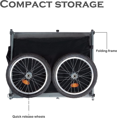 Bike Trailer Cargo Foldable Max Load, 2x16'' Inflatable Wheels, Aluminum Bicycle Cargo Trailer w/Hitch, for Lugg