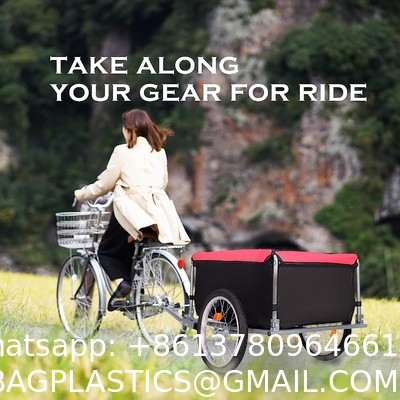 Bike Trailer Cargo Foldable Max Load, 2x16'' Inflatable Wheels, Aluminum Bicycle Cargo Trailer w/Hitch, for Lugg
