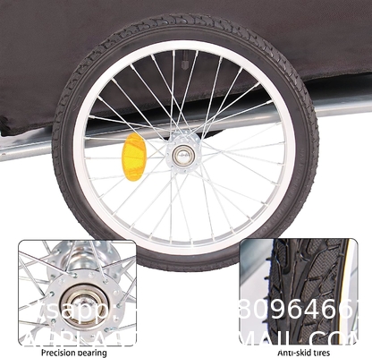 Bike Trailer Cargo Foldable Max Load, 2x16'' Inflatable Wheels, Aluminum Bicycle Cargo Trailer w/Hitch, for Lugg