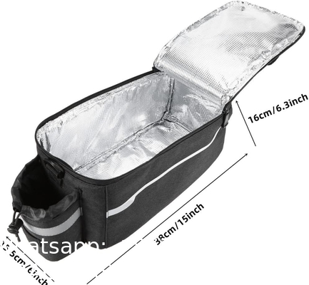 Bike Rear Rack Bag 10L Insulated Bike Trunk Cooler Reflective Bicycle Rear Seat Cargo Bag Water Resistant Bike