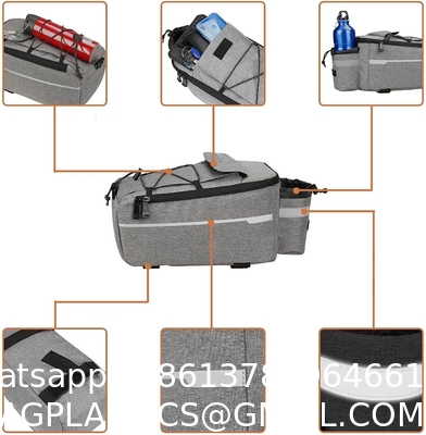 Bike Rear Rack Bag 10L Insulated Bike Trunk Cooler Reflective Bicycle Rear Seat Cargo Bag Water Resistant Bike