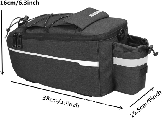 Bike Rear Rack Bag 10L Insulated Bike Trunk Cooler Reflective Bicycle Rear Seat Cargo Bag Water Resistant Bike