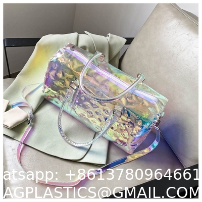 Colorful Transparent Travel Bag New Women'S Bag Casual Fitness Bag Super Cool Portable Laser Bag Swimming Bag