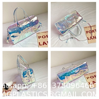 Colorful Transparent Travel Bag New Women'S Bag Casual Fitness Bag Super Cool Portable Laser Bag Swimming Bag