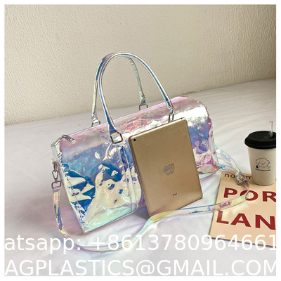 Colorful Transparent Travel Bag New Women'S Bag Casual Fitness Bag Super Cool Portable Laser Bag Swimming Bag