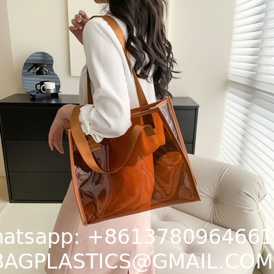 Transparent Large Bag Ladies Portable Color Ins Candy Color Laser Large Capacity Environmental Protection Shopping Bag