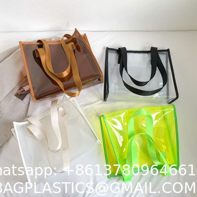 Transparent Large Bag Ladies Portable Color Ins Candy Color Laser Large Capacity Environmental Protection Shopping Bag