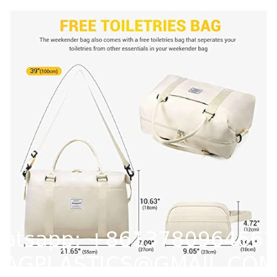 Customized Waterproof Travel Duffel Bag Set with Toiletry Carry On Weekender Sport Gym Bag with Wet Pocket