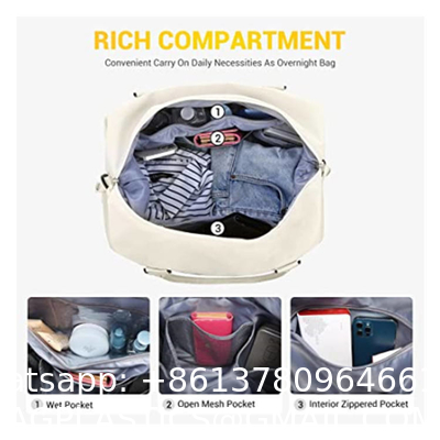 Customized Waterproof Travel Duffel Bag Set with Toiletry Carry On Weekender Sport Gym Bag with Wet Pocket