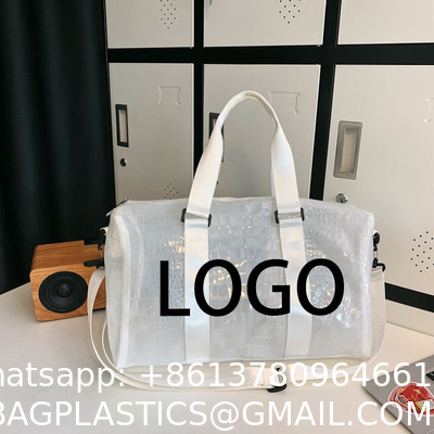 Wholesale Custom Logo Pvc Clear Jelly Color Swimming Overnight Tote Duffel Duffle Bag For Women Girls Ladies Bags