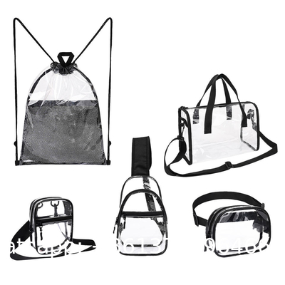 Fashion Square Mini Transparent Colored Triple Zipper Small Clear Purse Fanny Bags Waist Pouch