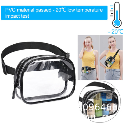 Fashion Square Mini Transparent Colored Triple Zipper Small Clear Purse Fanny Bags Waist Pouch