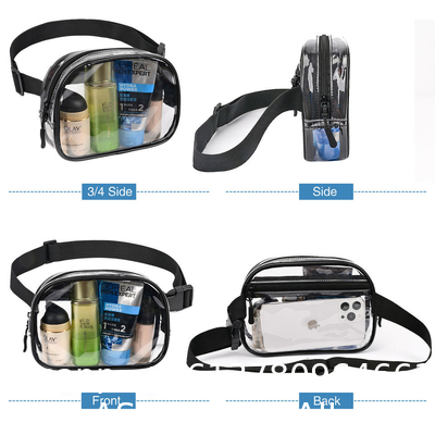 Fashion Square Mini Transparent Colored Triple Zipper Small Clear Purse Fanny Bags Waist Pouch