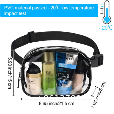 Fashion Square Mini Transparent Colored Triple Zipper Small Clear Purse Fanny Bags Waist Pouch