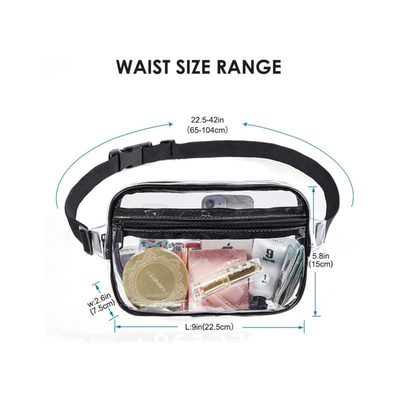 Custom New Design Sports Running Outdoor Bum Waist Belt Bag Travel Portable PVC Clear Fanny Pack Waist Bag