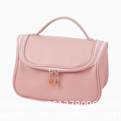 Customized New Arrival Luxury Portable Pu Large White Leather Travel Toiletry Storage Makeup Cosmetic Bags With Logo