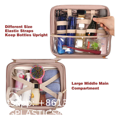 Custom Logo Foldable Portable Storage Pink Cosmetic Bags Makeup Organizer Travel Hanging Toiletry Bag