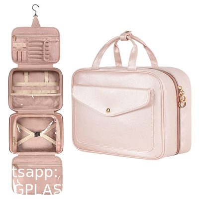 Custom Logo Foldable Portable Storage Pink Cosmetic Bags Makeup Organizer Travel Hanging Toiletry Bag