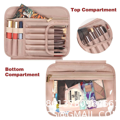 Custom Logo Foldable Portable Storage Pink Cosmetic Bags Makeup Organizer Travel Hanging Toiletry Bag