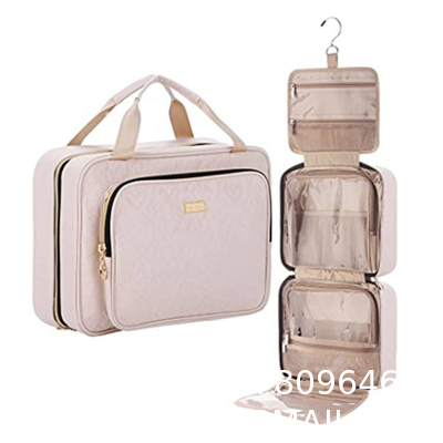 Custom Logo Foldable Portable Storage Pink Cosmetic Bags Makeup Organizer Travel Hanging Toiletry Bag