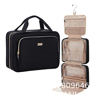 Custom Logo Foldable Portable Storage Pink Cosmetic Bags Makeup Organizer Travel Hanging Toiletry Bag