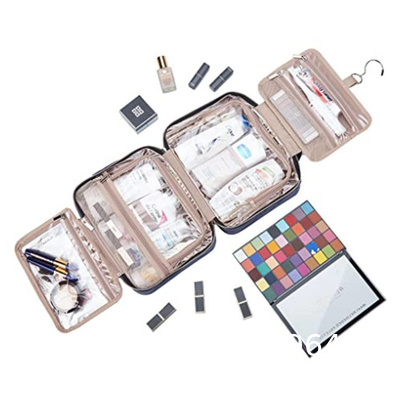 Custom Logo Foldable Portable Storage Pink Cosmetic Bags Makeup Organizer Travel Hanging Toiletry Bag