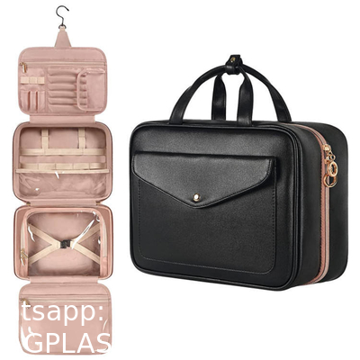 Custom Logo Foldable Portable Storage Pink Cosmetic Bags Makeup Organizer Travel Hanging Toiletry Bag