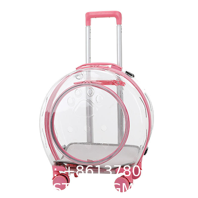 Transparent Capsule Pet Bag Carrier Luggage Case Transparent Trolley Case With Trolley Wheels