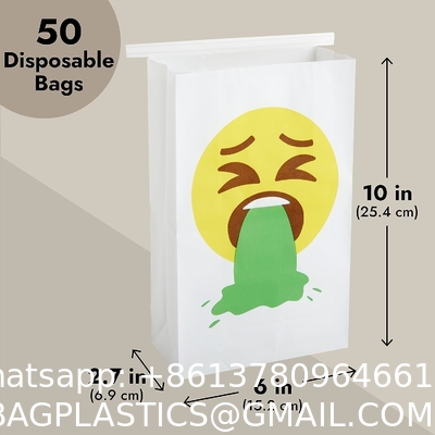 Paper Disposable Vomit Bags for Car Motion Sickness, Barf, Throw Up, Puke for Car, Uber, Travel, and Mornings Sickness