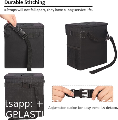 Car Trash Can, Waterproof Garbage Can/ Bag with Lid, Leak-Proof Trash Bin, Car Trash Hanging (Medium, Black)