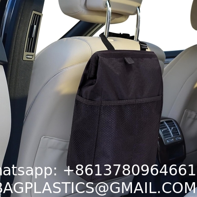 Car Trash Can, Waterproof Garbage Can/ Bag with Lid, Leak-Proof Trash Bin, Car Trash Hanging (Medium, Black)
